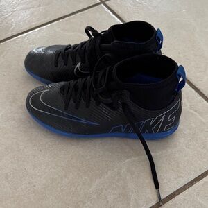 Nike Kids Indoor Soccer Black and Blue Shoes